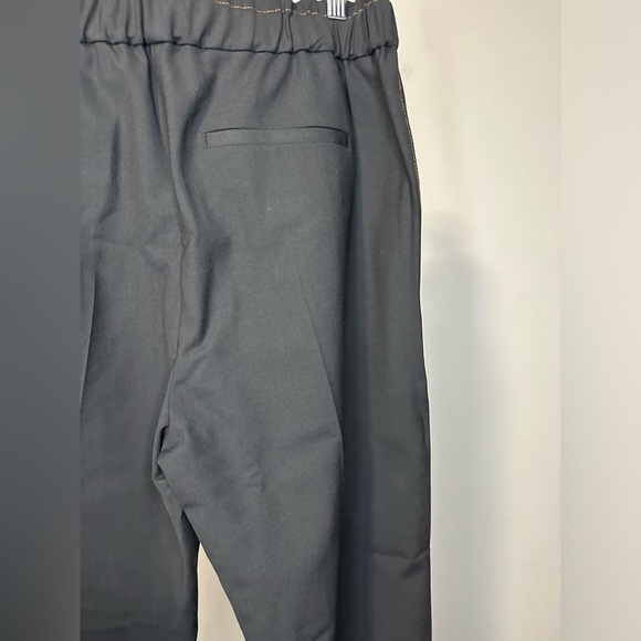 REISS Black Perry Tapered Wool Blend Elastic Waist Trousers Sz 6 Classic - Picture 6 of 7